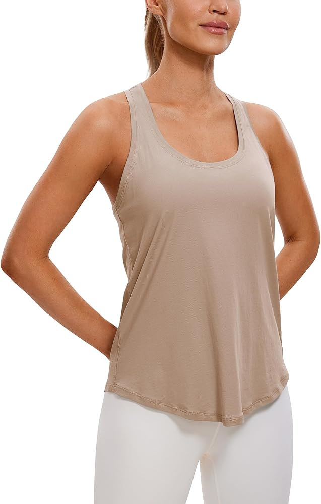 CRZ YOGA Womens Pima Cotton Racerback Workout Tank Tops Lightweight Loose Sleeveless Tops Athleti... | Amazon (US)
