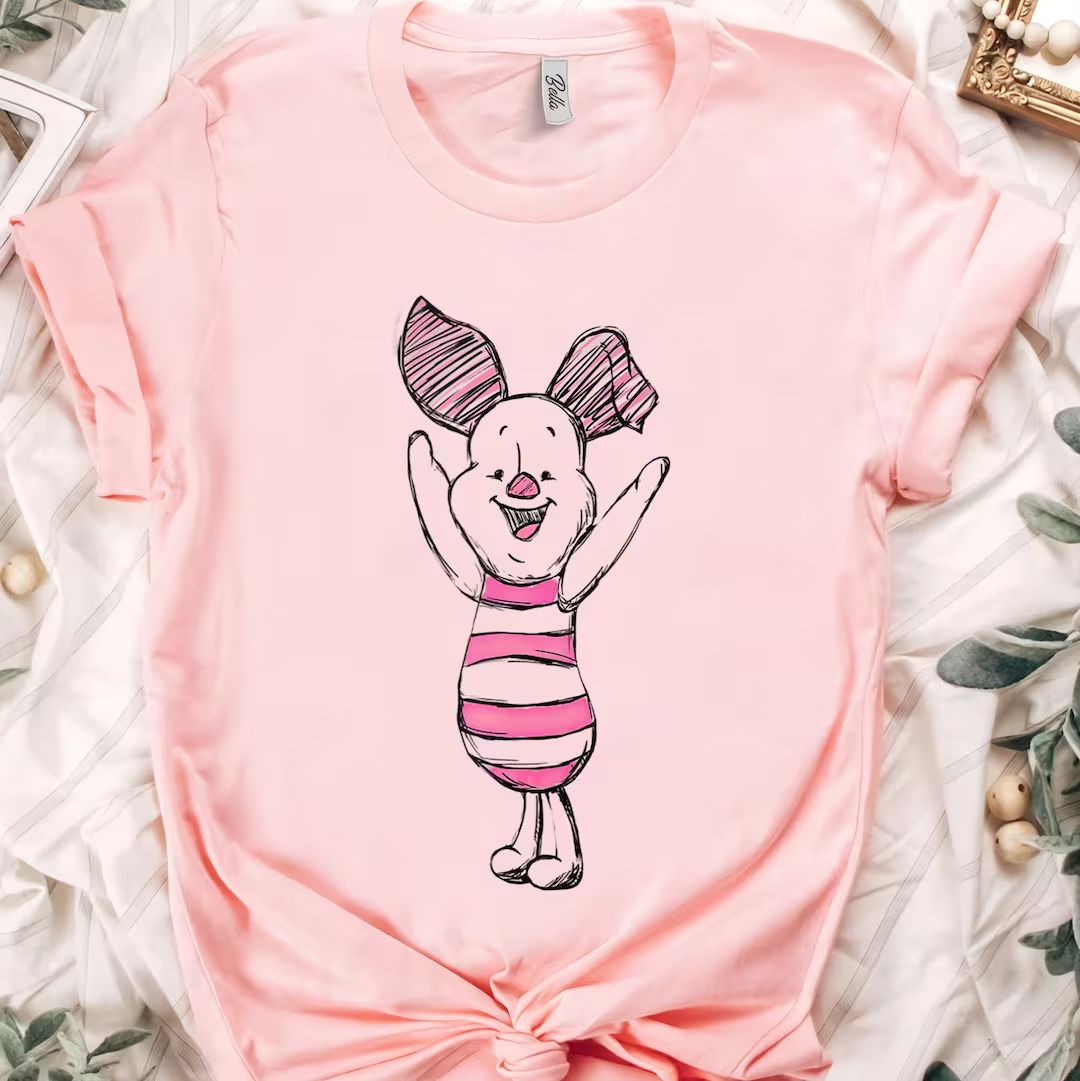 Cute Disney Winnie the Pooh Happy Piglet Shirt, Disneyland Vacation Holiday Trip, Unisex T-shirt ... | Etsy (US)