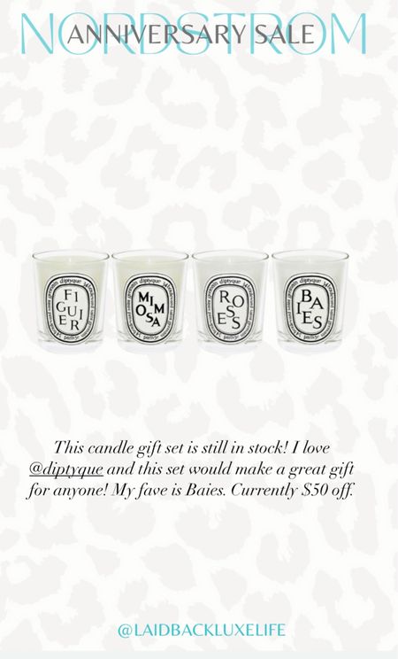 NSALE candle gift set still in stock! I love Diptyque and Baies is my fave. Currently $50 off, LaidbackLuxeLife

Follow me for more fashion finds, beauty faves, and lifestyle, home decor, sales and more! So glad you’re here!! XO, Karma

NSALE, Nordstrom Anniversary Sale 2023, NSALE 2023, 2023, NSALE picks, NSALE find, NSALE home, best of NSALE

#LTKsalealert #LTKxNSale #LTKhome