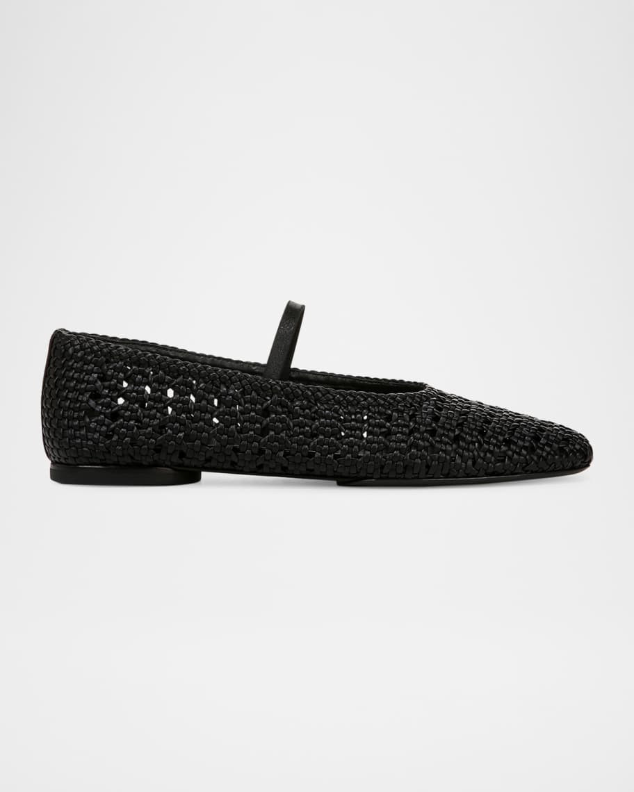 Vivian Crochet Leather Mary Jane Ballerina Flats | Neiman Marcus
