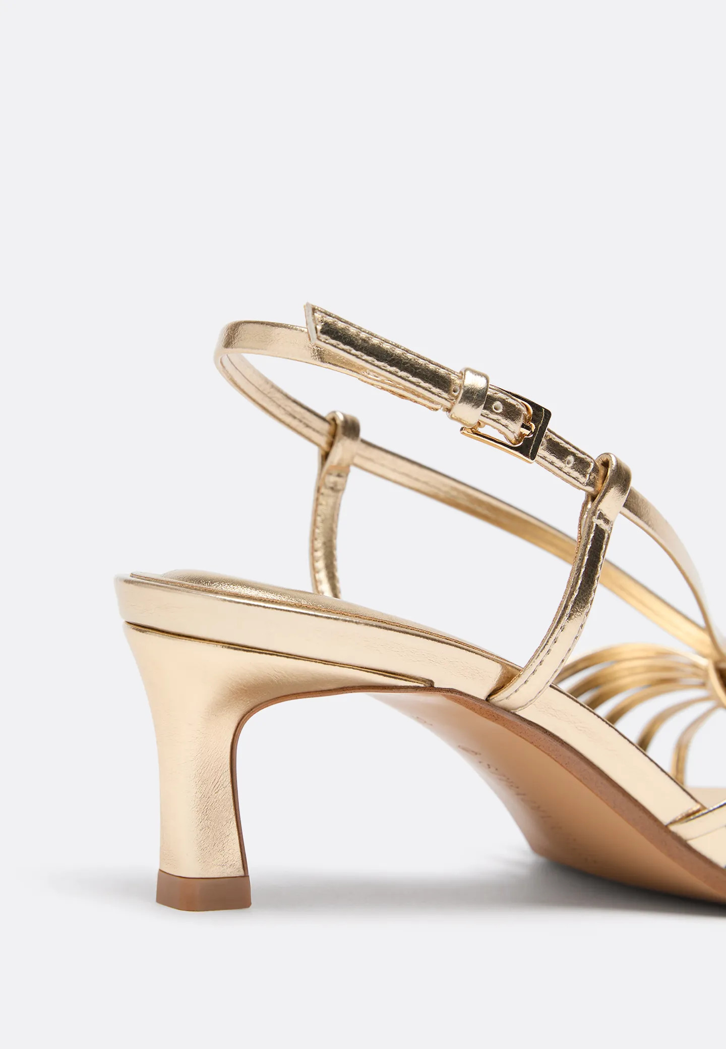Gold multi-strap kitten heel sandals - Women's fashion | Stradivarius United Kingdom | Stradivarius (UK)