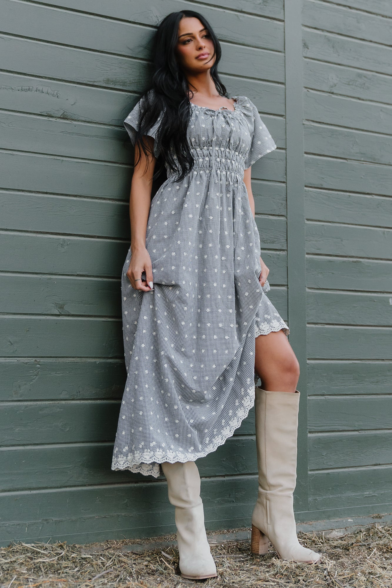 Reyna Midi Dress \u2014 Black & White Gingham | Baltic Born | Baltic Born