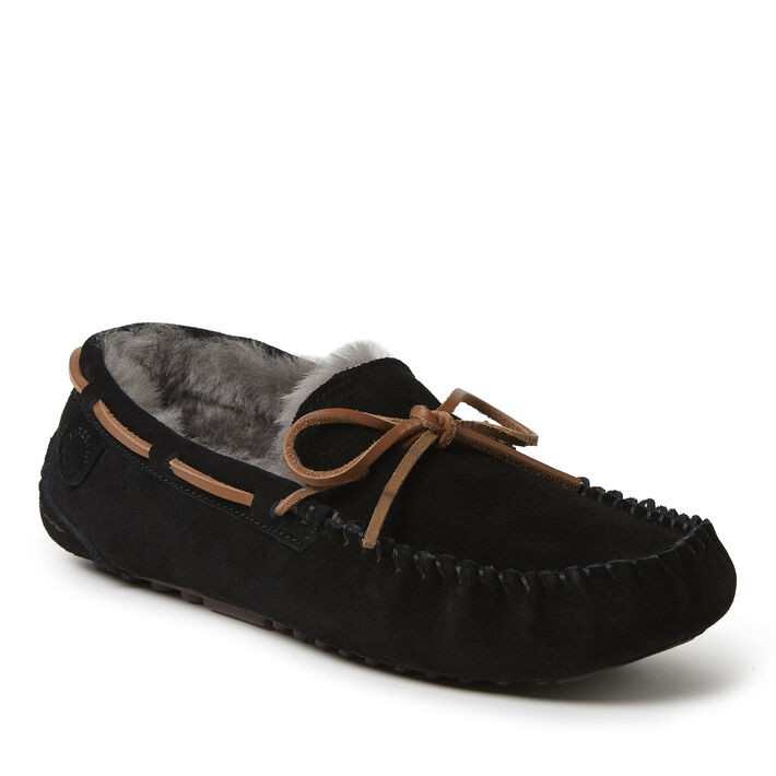 Men's Fireside by Dearfoams Victor Genuine Shearling Moccasin Slipper with Tie | Dearfoams