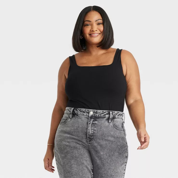 Women's Fitted Square Neck Built In Bra Tank - Ava & Viv™ | Target