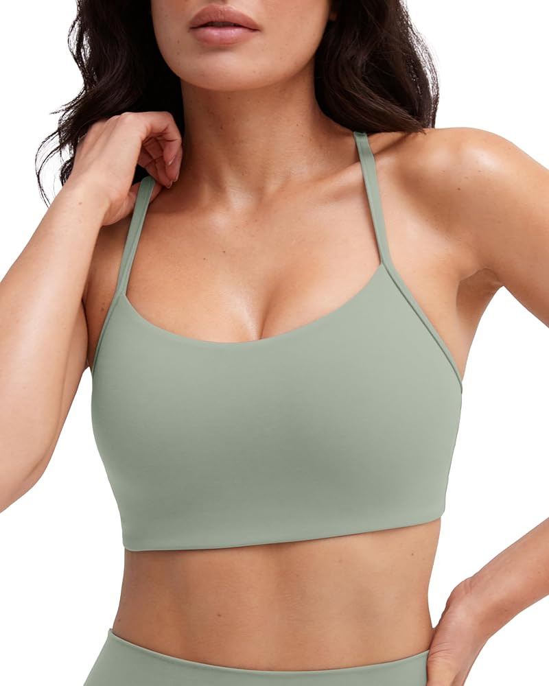PAVOI ACTIVE Yoga Racerback Bras for Women - Buttery Soft Low Support Scoop Neck Y-Back Thin Stra... | Amazon (US)