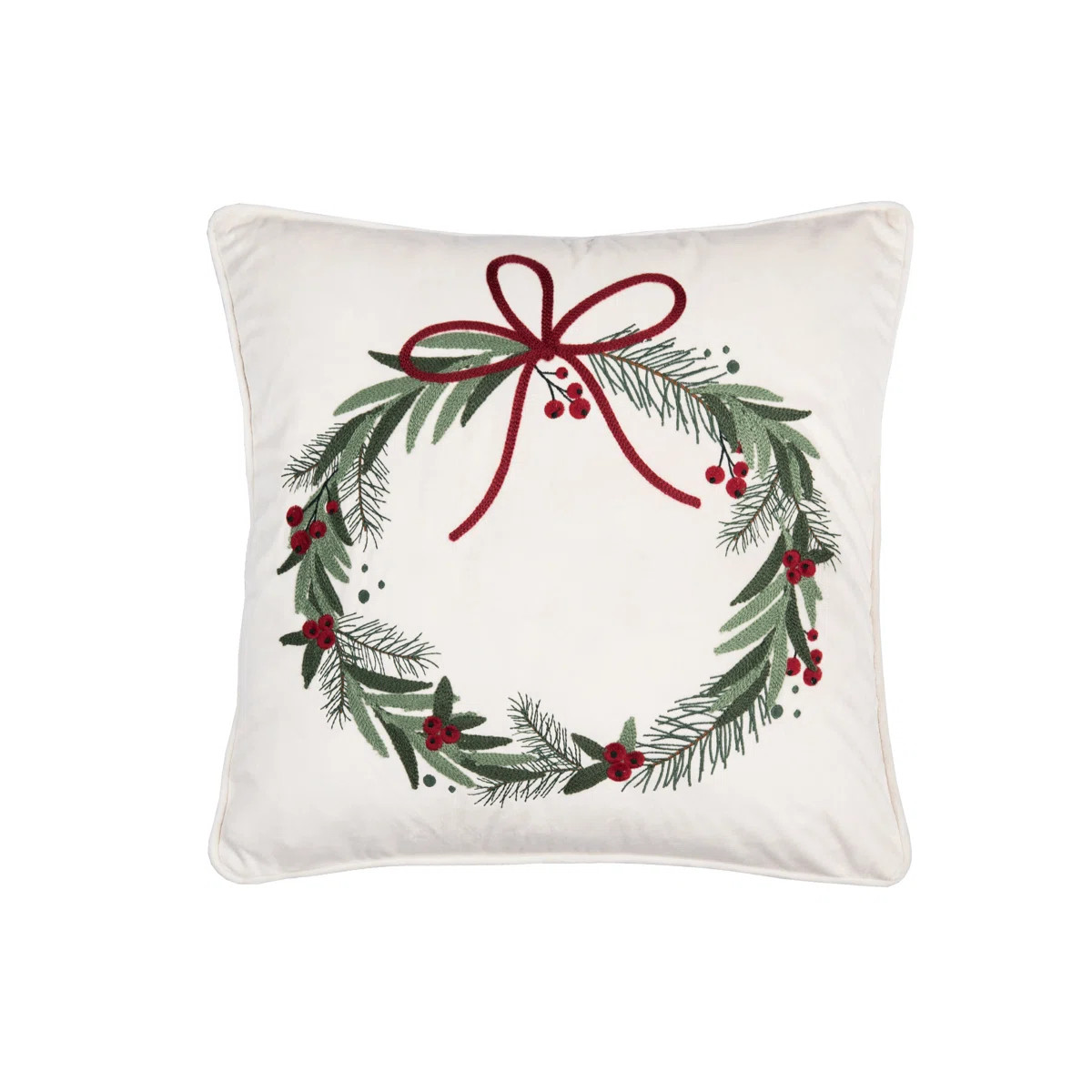 18" x 18" Christmas Wreath Throw Pillow | Wayfair North America