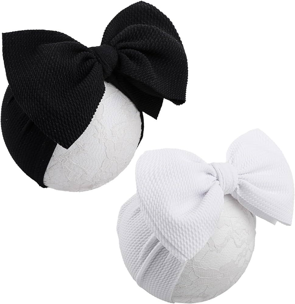 YanJie 7" Baby Headbands Big Bows for Baby Girls Elastics Newborn Bows Classic Knot Baby Headband... | Amazon (US)