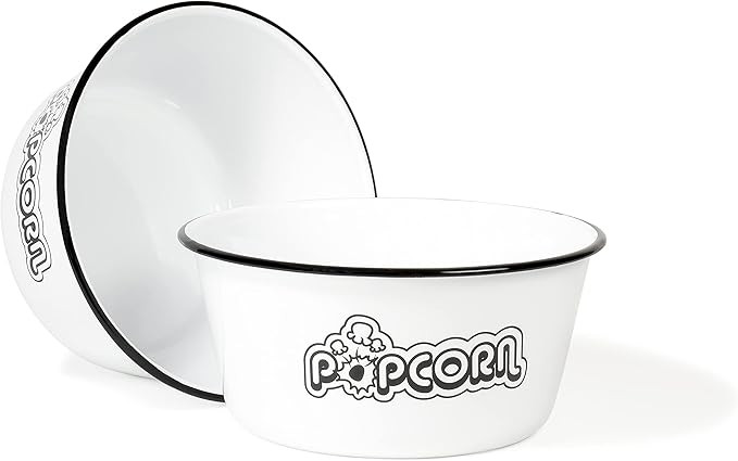 Red Co. Set of 2 Extra Large Enamelware Metal Classic 4 Quart Mixing & Serving Popcorn Bowls, Whi... | Amazon (US)