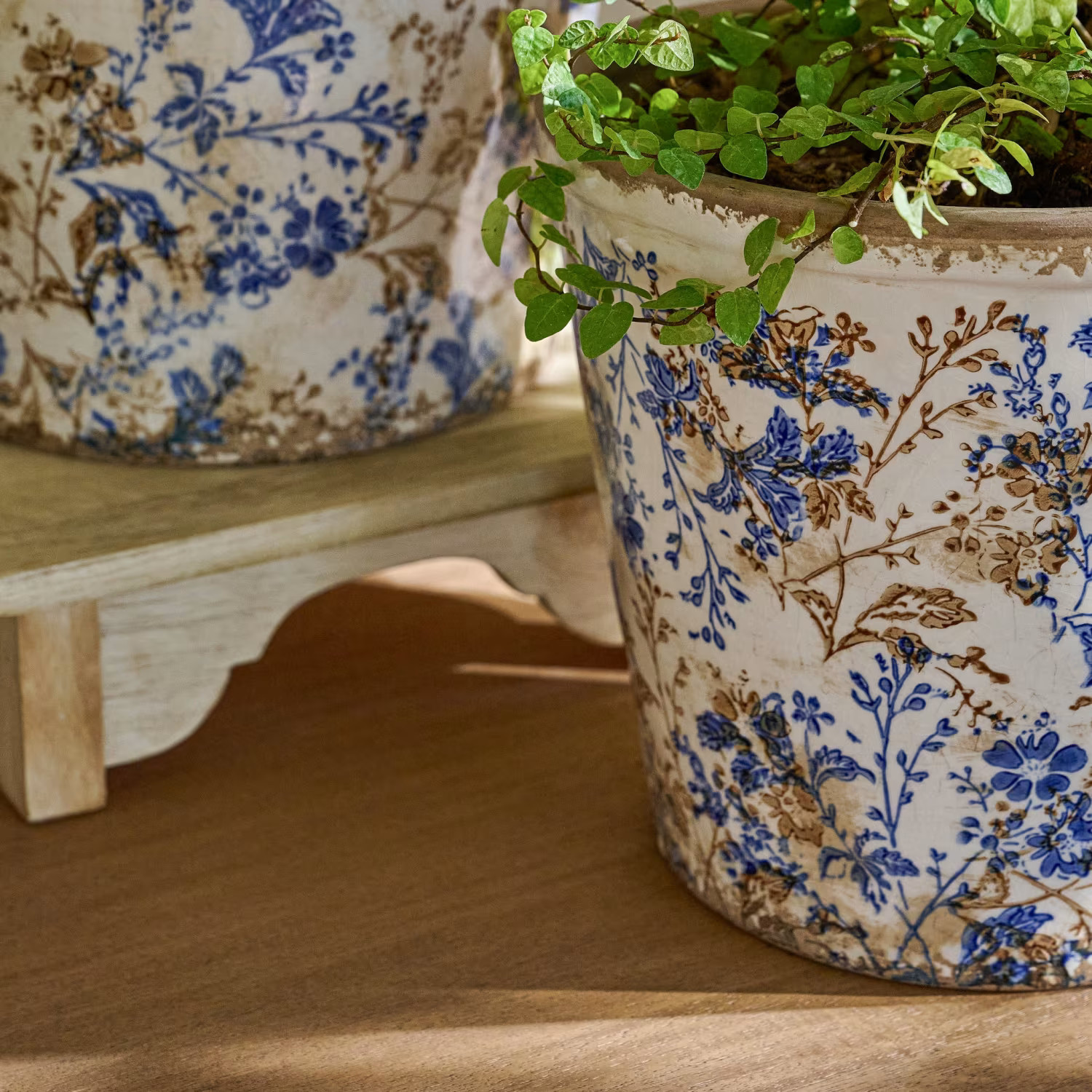 Blue and White Distressed Planter | Magnolia