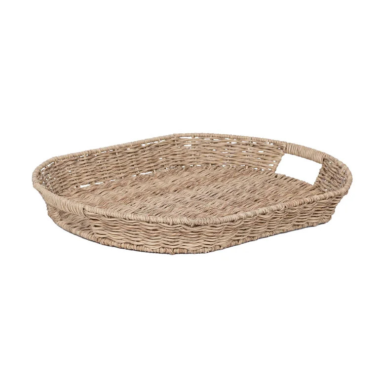 Better Homes & Gardens 20" Oval Woven Serve Tray- Beige - Walmart.com | Walmart (US)