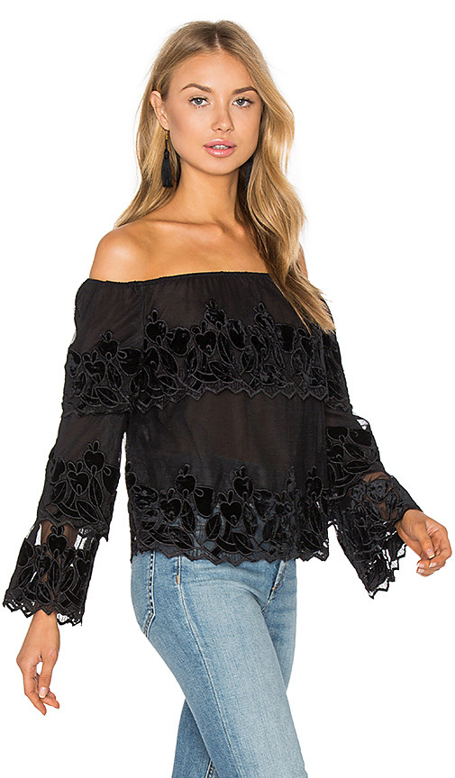 Endless Rose Off The Shoulder Top in Black. - size L (also in M) | Revolve Clothing