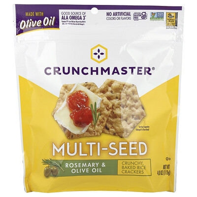 Crunchmaster, Multi-Seed, Crunchy, Baked Rice Crackers, Rosemary & Olive Oil, 4 oz (113 g) | iHerb