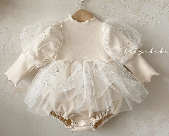 Twinkle Baby Romper Skirt / Cream / Special Occasion Baby Dress / Wedding / 1st Birthday Baby Gir... | Etsy (US)