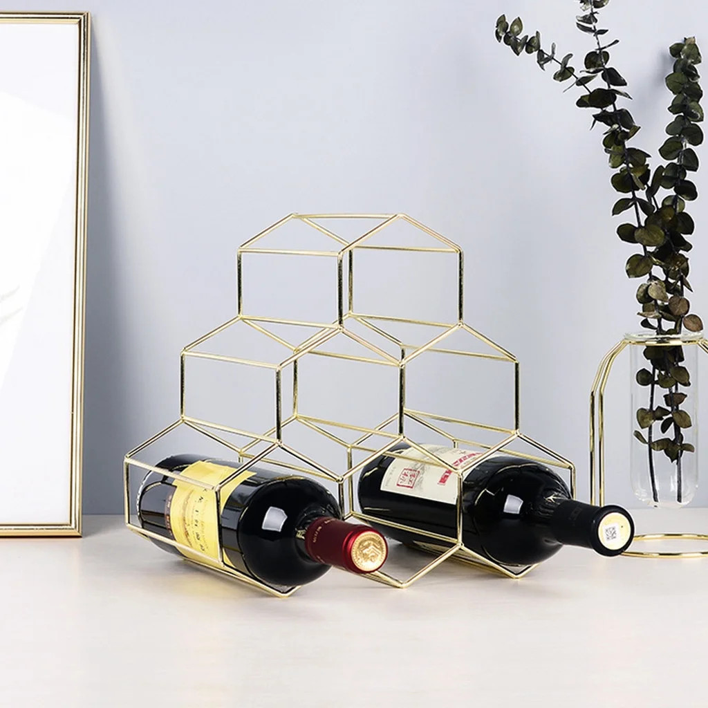 6 Bottles Metal Wine Rack Countertop Free-stand Wine Storage Holder Space Saver | Walmart (US)