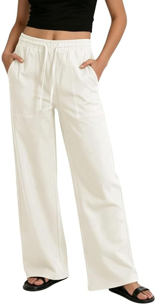 2 Pockets,Elastic High Waist,Vacation Outfits,Lounge Trousers | Amazon (US)