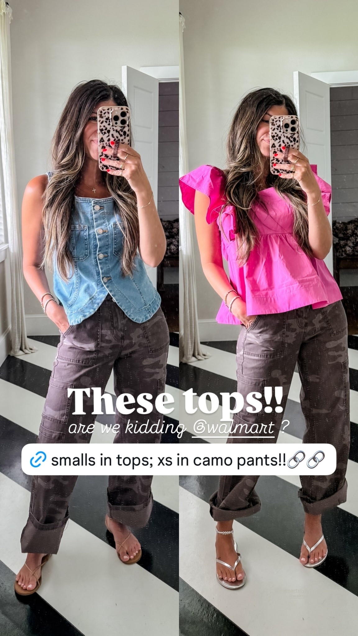 Denim vest top xs and small in pink ruffle sleeve top! Xs in camo cargo pants! I have these in several prints! 

These tops!! are we kidding @walmart ? @walmartstyle #walmartstyle 

teacher outfit | teacher style | affordable outfit | everyday outfit | everyday style | work outfit | casual workwear | working mom style | mom outfit | outfit inspiration | outfit ideas | affordable fashion | casual chic | neutral outfit | comfortable outfit | outfit formula | closet staples | capsule wardrobe | closet remix | everyday basics | repeat outfit | wear it again | Walmart fashion | Amazon fashion | Target style | Old Navy style | Aerie style | budget fashion | under $50 outfit | looks for less | coffee run outfit | weekend outfit | errand outfit | date night outfit | travel outfit | airport outfit | brunch outfit | everyday fashion | working woman wardrobe | shop my look | play date | mom outfit | church outfit

#LTKmomlife #LTKgrwm #LTKootd