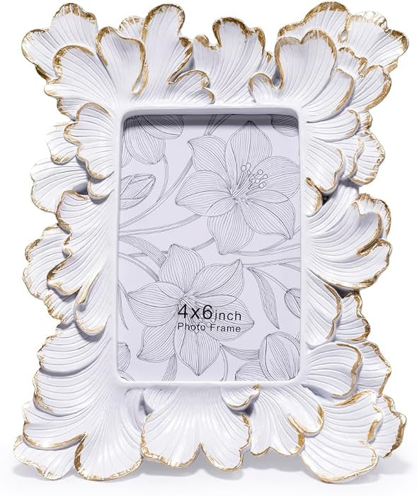 White Vintage Picture Frame, 4x6 Ornate Shabby Chic Photo Frame for Tabletop Decor, Antique Carve... | Amazon (US)