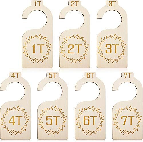 7 Pieces Baby Closet Size Divider Wooden Kids Closet Organizers Hanging Closet Dividers from 1T t... | Amazon (US)