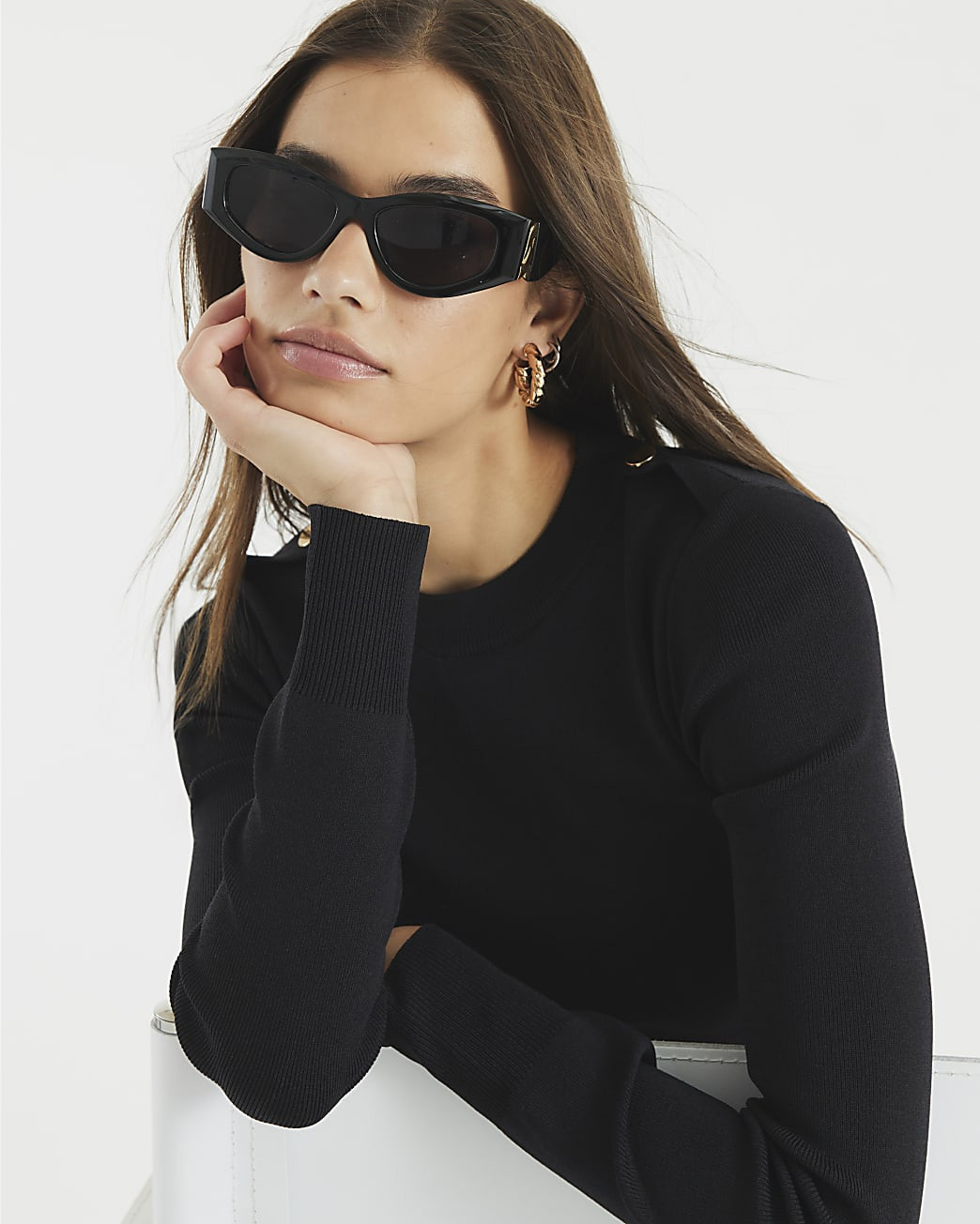 Black Knit Long Sleeve Top | River Island UK & IE