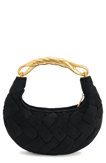JW PEI Orla Woven Faux Leather Clutch in Black Suede With Gold at Nordstrom Rack | Nordstrom Rack