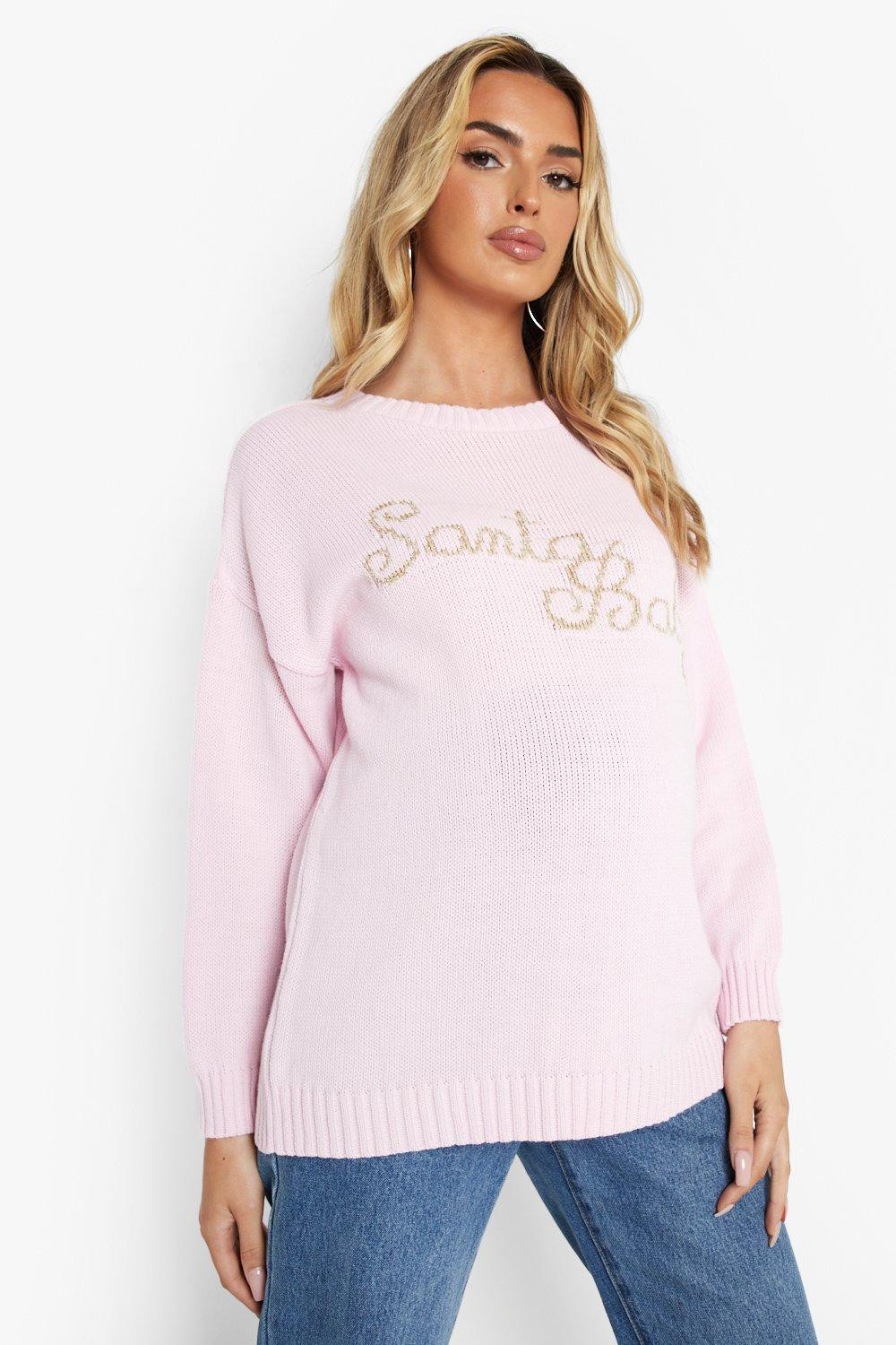 Maternity Glitter Santa Baby Christmas Sweater | Boohoo.com (US & CA)