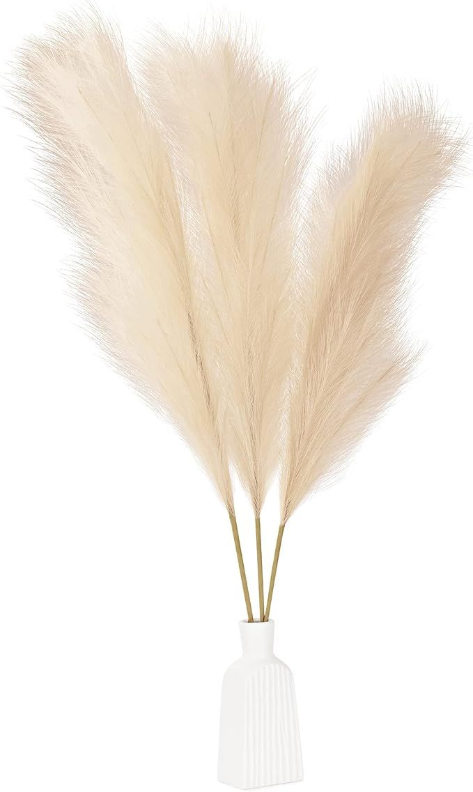3pcs Artificial Classy Beige Pampas Grass Plumes, 43inch Tall Pampas Grass Decor Large Stems to A... | Amazon (US)