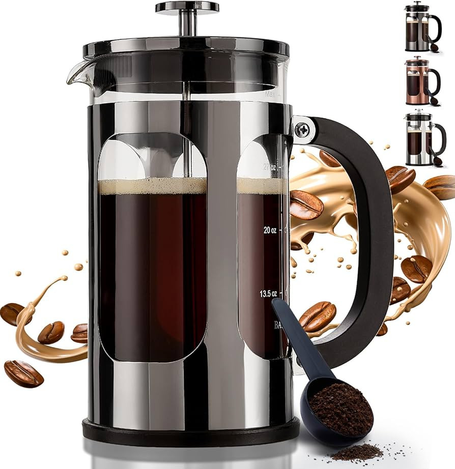 BAYKA French Press Coffee Maker, Large 304 Stainless Steel Coffee Press, Cold Brew Heat Resistant... | Amazon (US)