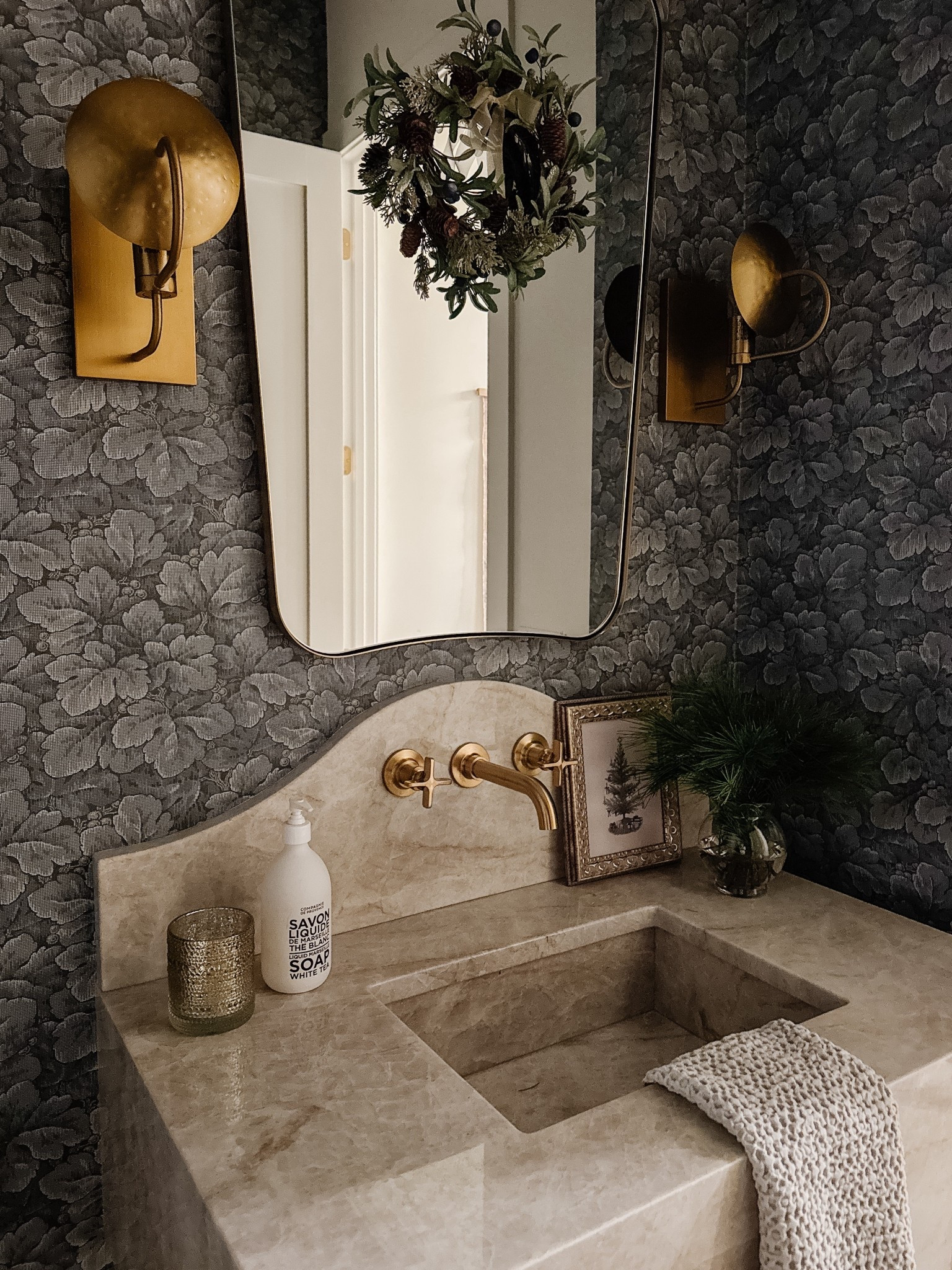 A holiday powder bath ready for hosting  #powderbath #wallpaper 

#LTKSeasonal #LTKHoliday #LTKHome
