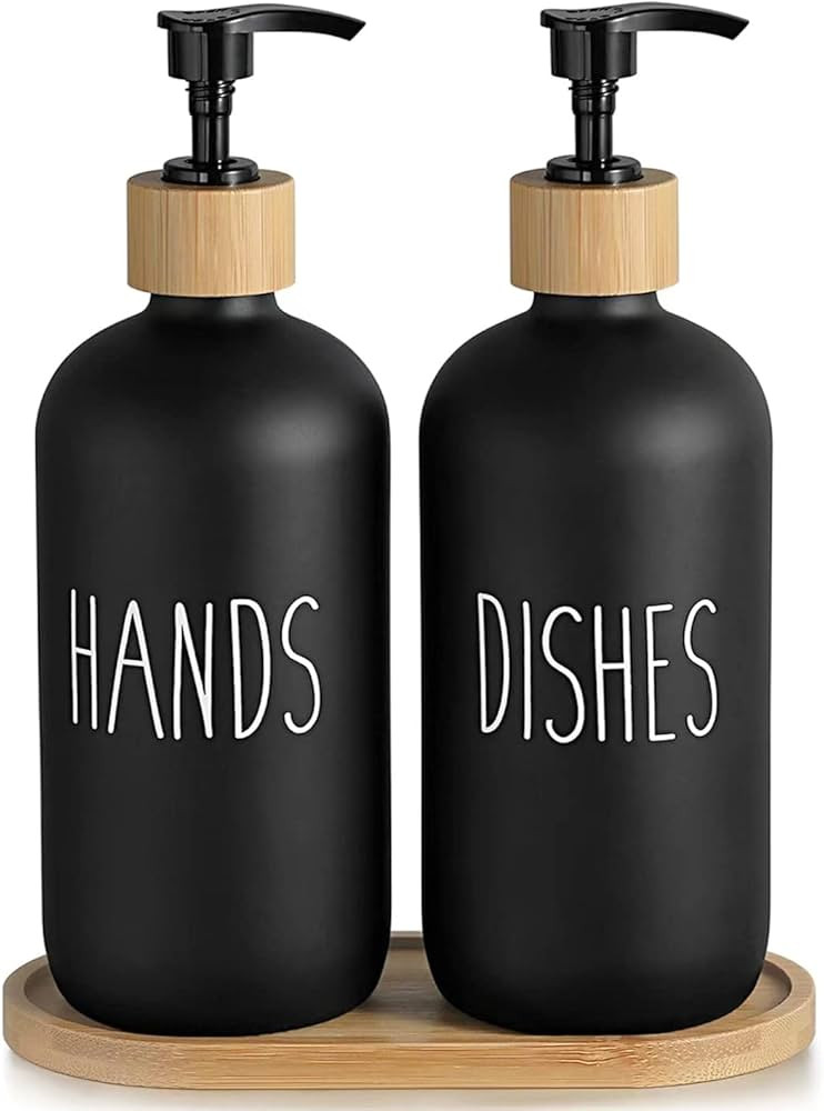 GAOHANG Dish Soap Dispenser for Kitchen Sink,Glass Hand Soap Dispenser Set for Bathroom, Dishwash... | Amazon (US)