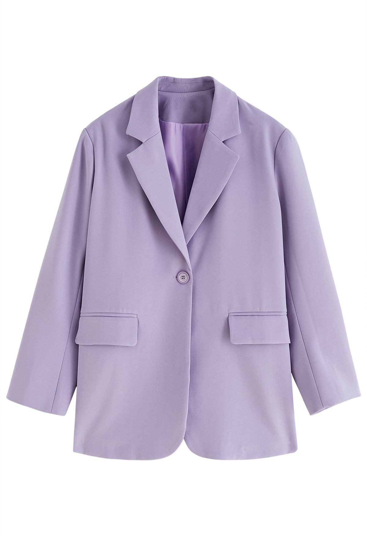 Solid Color Flap Pocket Blazer in Lilac | Chicwish