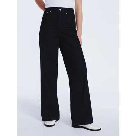 Free Assembly Women s High Rise Relaxed Wide Leg Jeans with Front Crease Sizes 0-20 | Walmart (US)