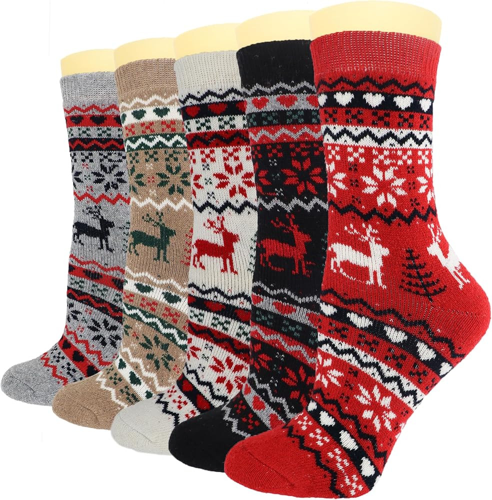 YQHMT Wool Socks for Women Gifts Winter Warm Thick Thermal Vintage Knit Soft Crew Socks Stocking ... | Amazon (US)