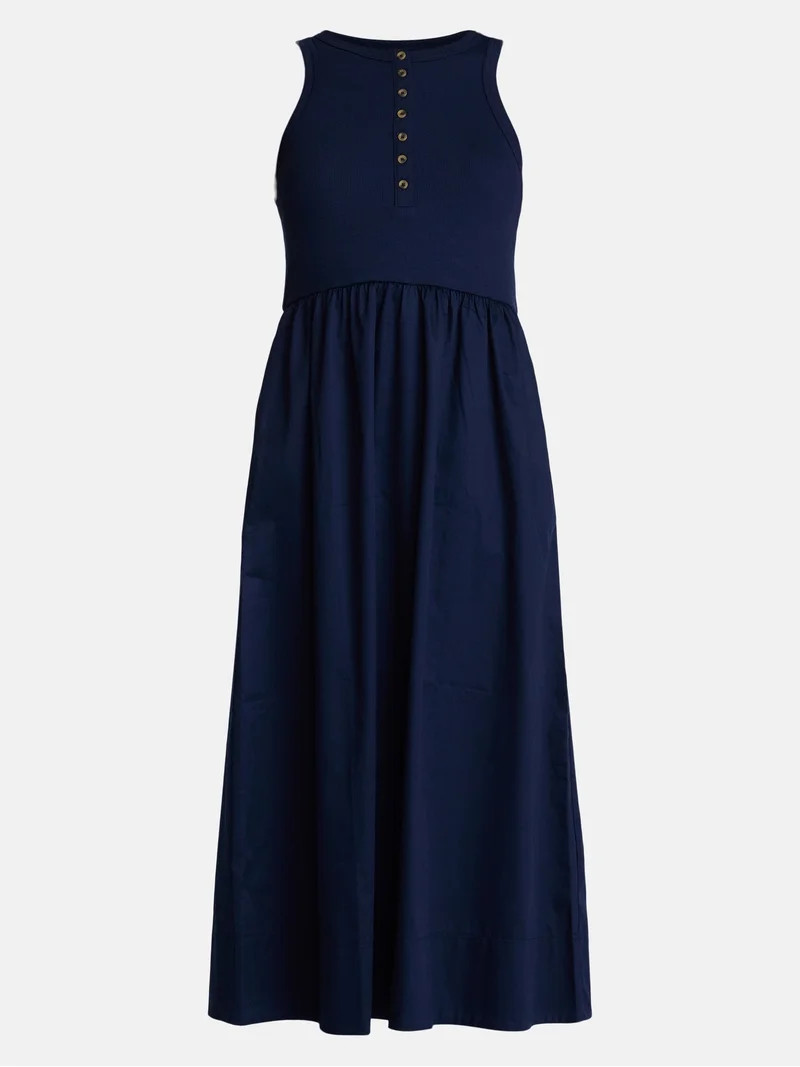 Time and Tru Women’s Sleeveless Henley Midi Dress, Sizes XS-XXXL | Walmart (US)