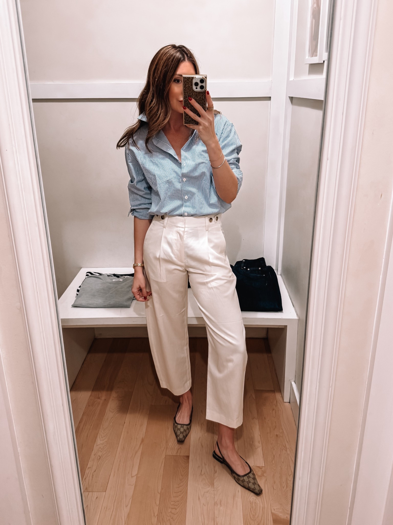 Small in shirt, size 2 in pants 