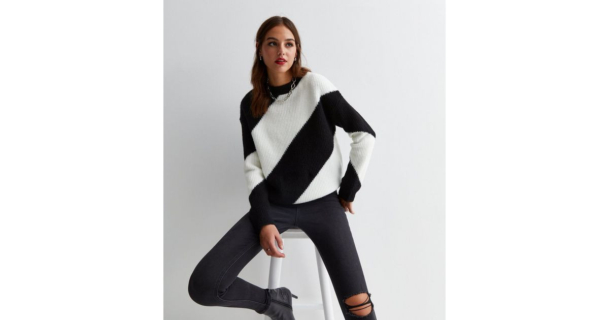 Black Diagonal Colour Block Knit Jumper
						
						Add to Saved Items
						Remove from Saved I... | New Look (UK)