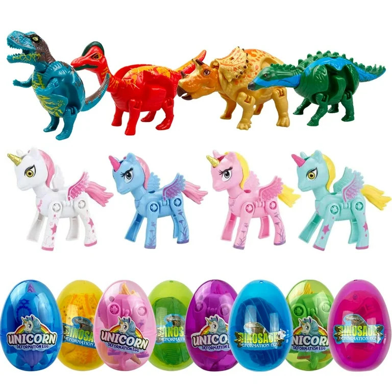 Anditoy 8 Pack Jumbo STF9&nbsp;Unicorn & Dinosaur Deformation Eggs Prefilled Plastic Easter Eggs ... | Walmart (US)