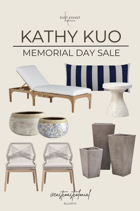 Outdoor furniture and planters. Lounge chair, pillow, side table, dining chairs. 

#LTKHome #LTKSaleAlert #LTKSeasonal