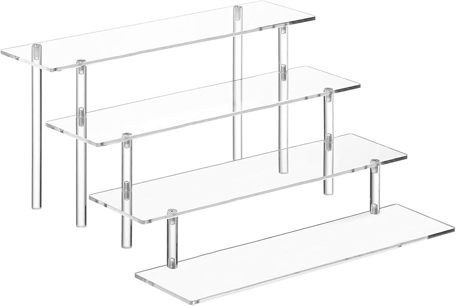 4 Tier Acrylic Perfume Organizer Stand, Clear Display Risers for Perfume, Cologne, Cosmetic, Skin... | Amazon (US)