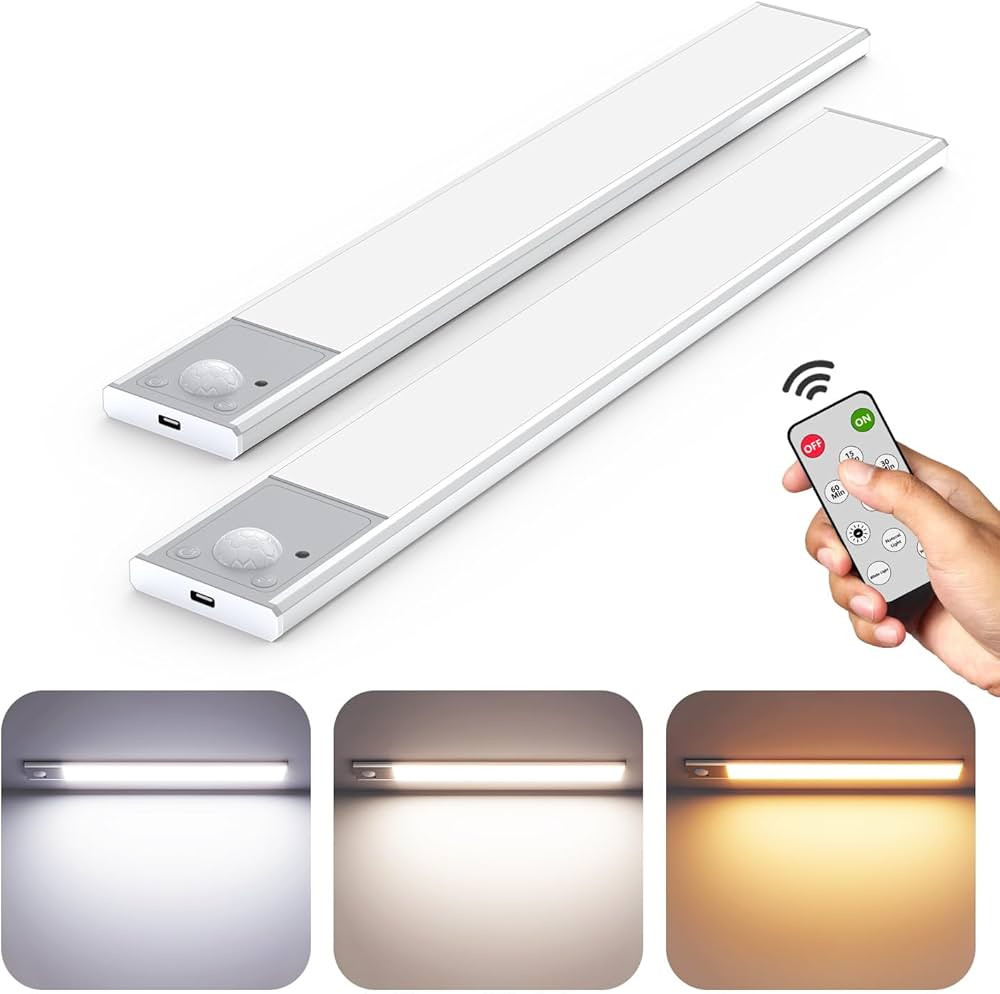 56LED Under Cabinet Lighting Wireless w/Remote, 11.8'' Motion Sensor Light Indoor Rechargeable Un... | Amazon (US)