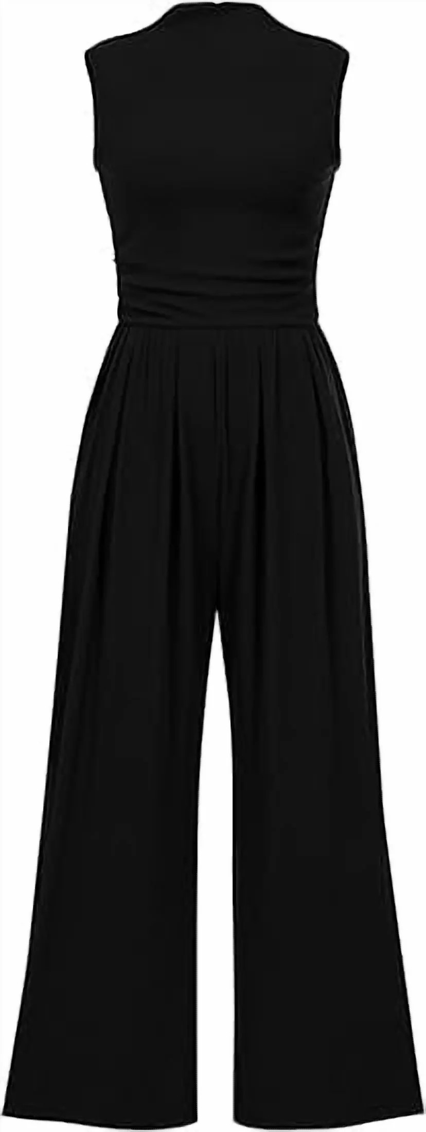 PRETTYGARDEN Womens Summer Jumpsuits Dressy Casual One Piece Outfits Sleeveless Mock Neck Wide Le... | Walmart (US)