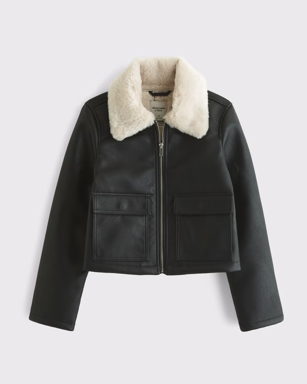 Vegan Leather Utility Trucker Jacket | Abercrombie & Fitch (US)