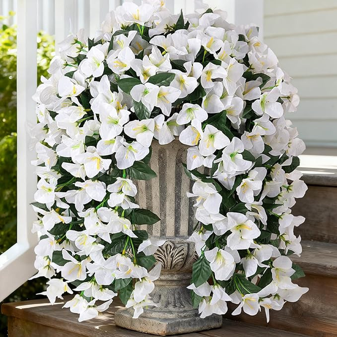 2 pcs Artificial Faux Bougainvillea Flowers Plants for Outdoor Outside Summer Decoration, Fake Si... | Amazon (US)