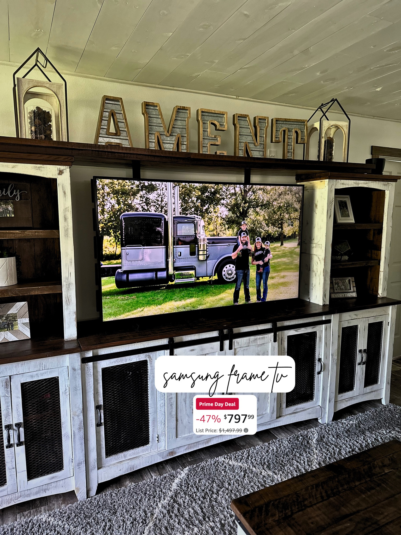 Splurge worthy for sure! We bought our Samsung Frame TV a couple years ago and do not regret it one bit. Love being able to display family photos on the screen whenever the TV is off! On major sale for Amazon Prime Days! 

#amazon #samsung #frametv

#LTKHome #LTKSaleAlert