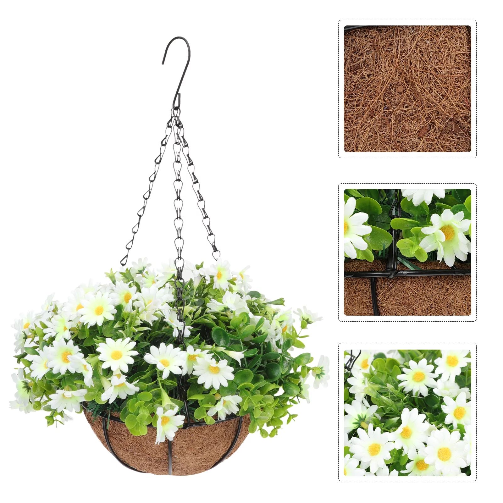 NICEXMAS Artificial Flowers in Hanging Basket Hanging Flower Basket Decor Garden Basket | Walmart (US)
