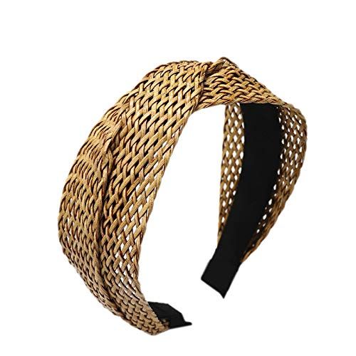 MHDGG Straw Headbands for Women,Bohemian Knot Headbands Solid Colors Hand-Woven Wide Headband for... | Amazon (US)