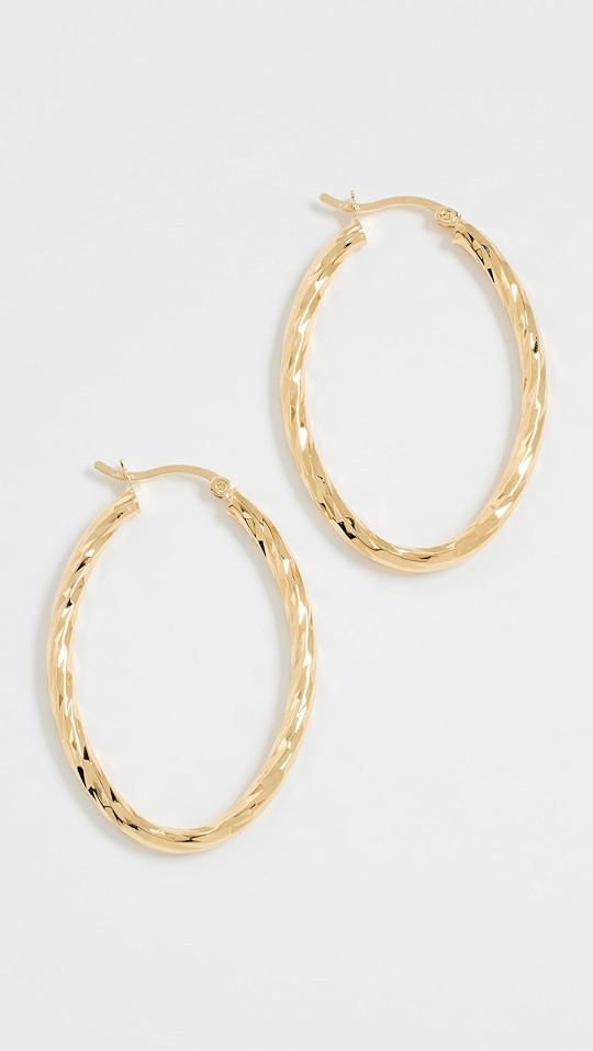 Oval Diamond Cut Hoops | Shopbop