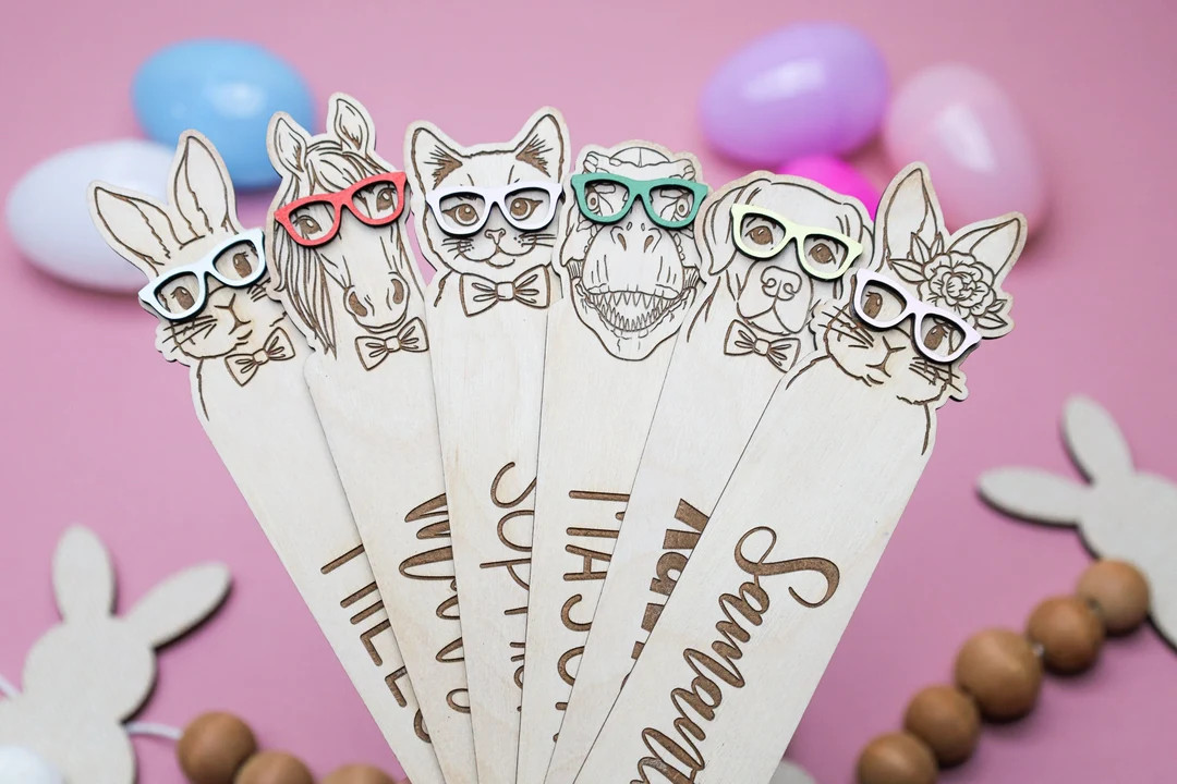 Personalized Wooden Bookmark: Laser Engraved Animal Design, Easter Gift | Etsy (US)