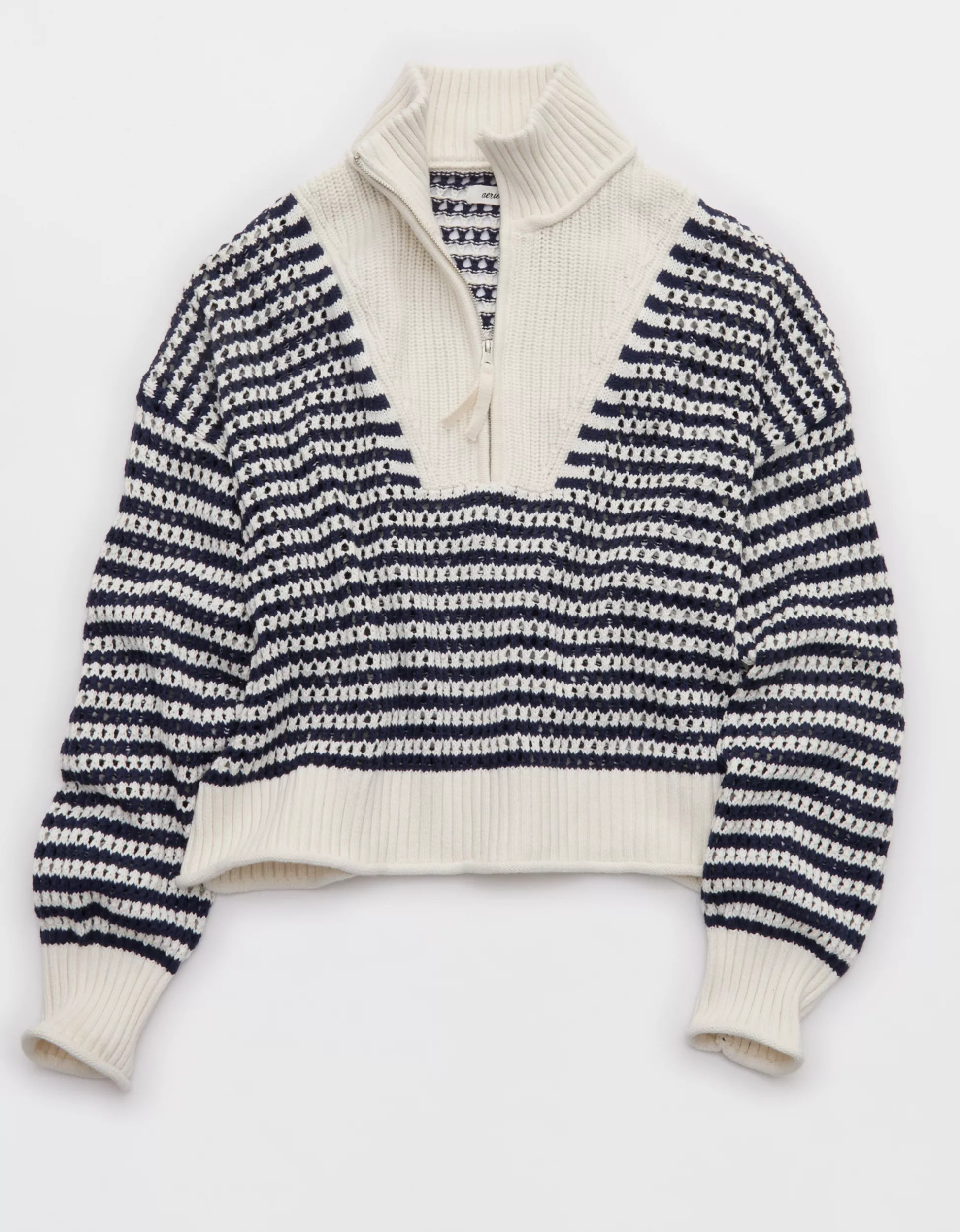Aerie Crochet Quarter Zip Sweater | Aerie