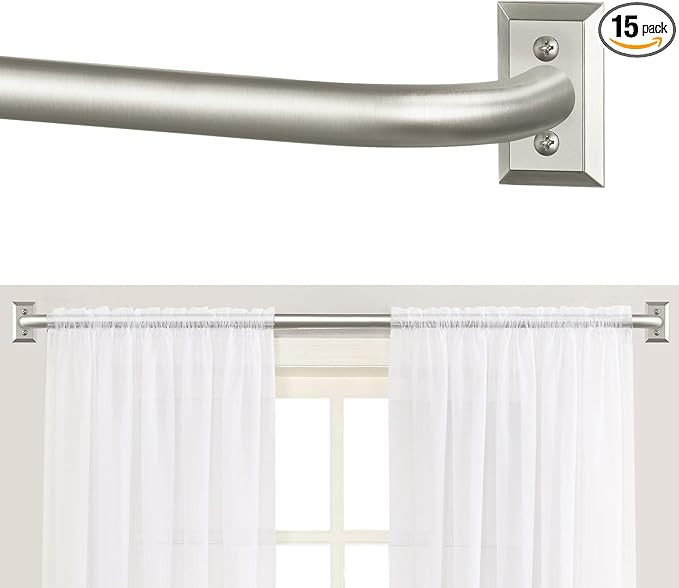 Nickel Wrap Around Curtain Rods:Blackout Heavy Duty Adjustable Window Curtain Rod for Bedroom Kit... | Amazon (US)