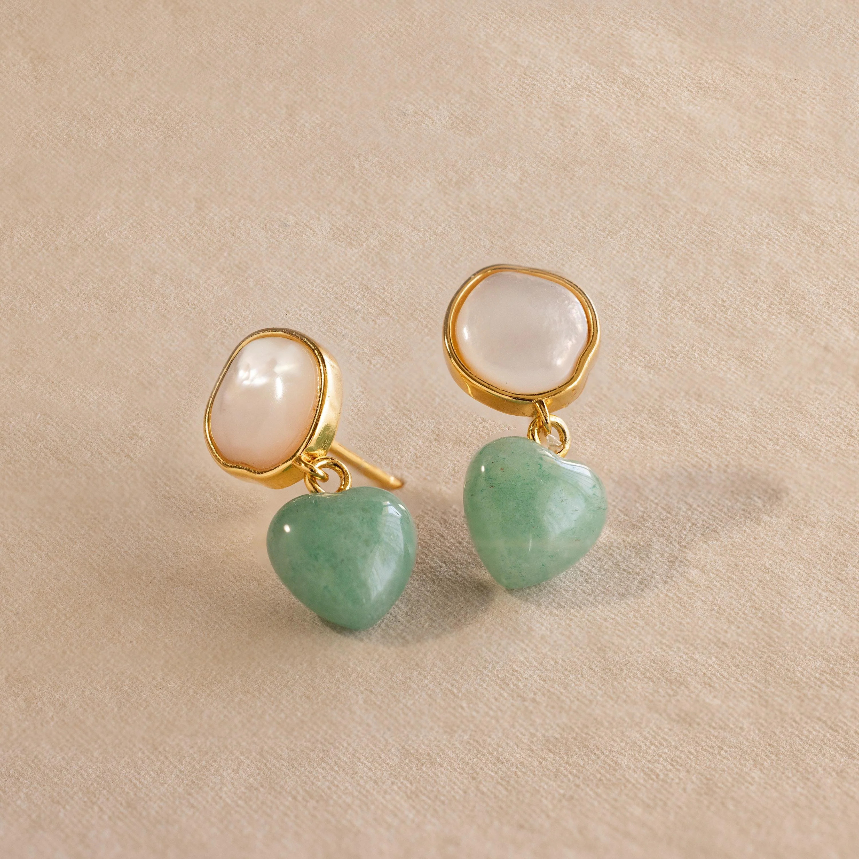 Jade Heart Drop Earrings | Caitlyn Minimalist